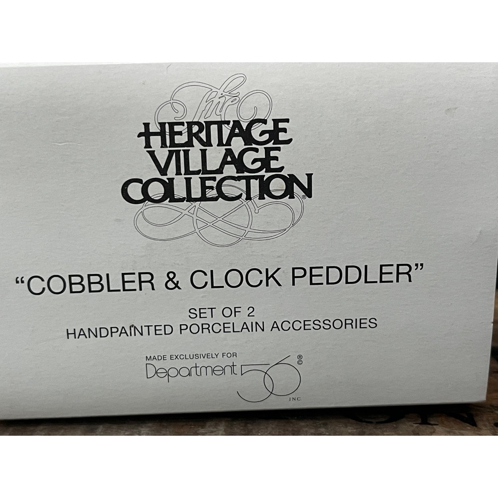 Dept 56 Heritage Village COBBLER & CLOCK PEDDLER Porcelain Figurine Set 5582-4